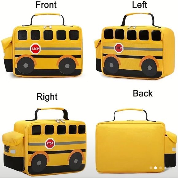 School Bus Shape Lunch Bag Outdoor Picnic Waterproof Bag Lunch Box Bag Insulated - Picture 2 of 5